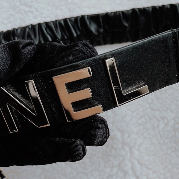 Auth Chanel Ss19 CC Logo Elastic Ruched Waist-belt Size.85 -Extremely Rare - Picture 7 of 15